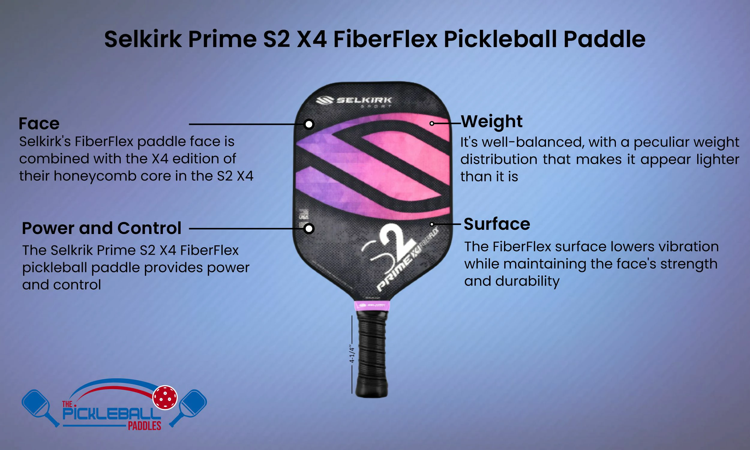 Selkirk Prime S2 X4 FiberFlex Pickleball Paddle